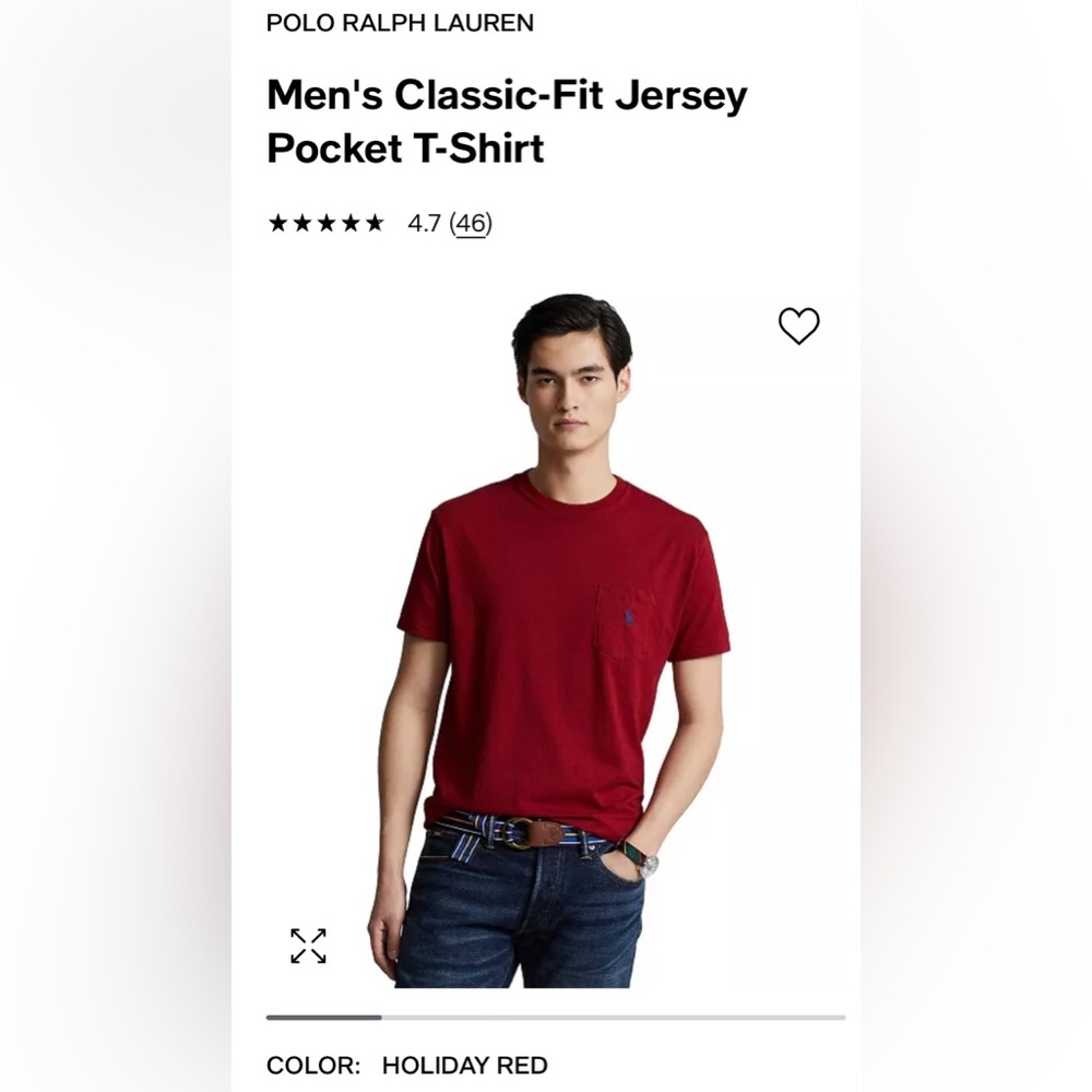 Polo Ralph Lauren Men’s Classic Fit Crew Red T-Shirt - Size S